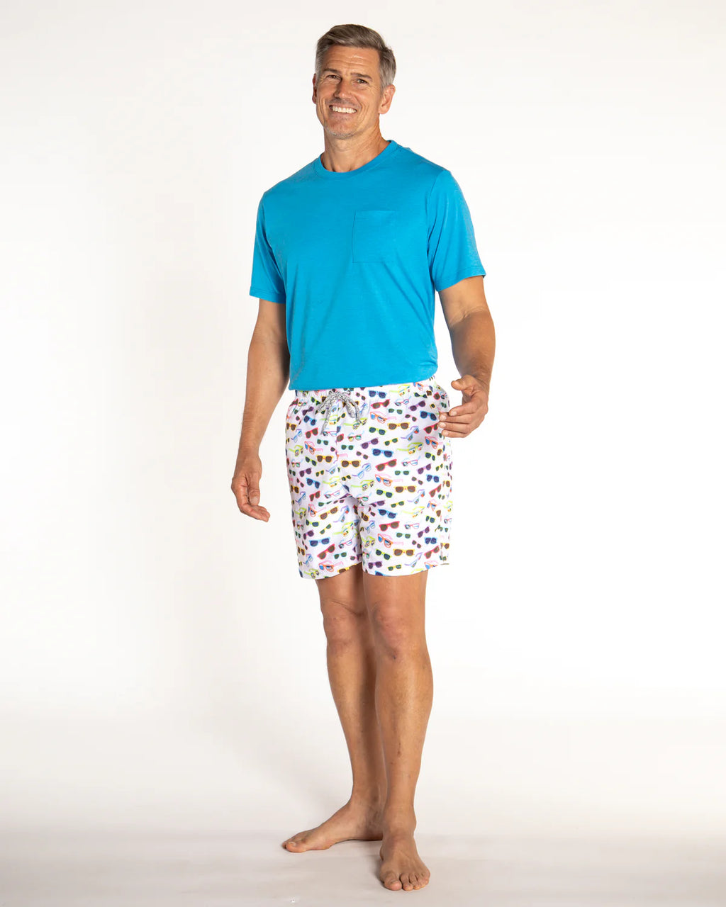 Men's Cyclist Liner Swim Trunks- Sunglasses White