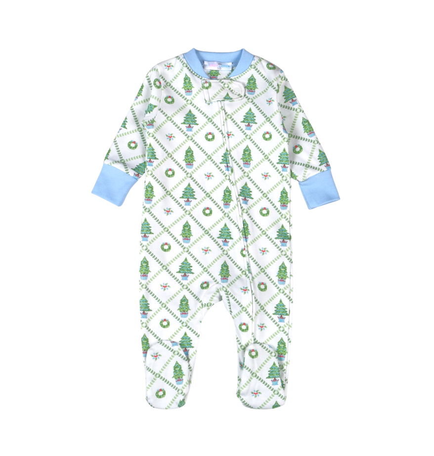 Blue Nutcracker Pima Boy Zipper Footie