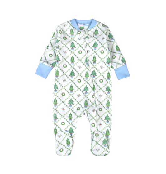 Blue Nutcracker Pima Boy Zipper Footie