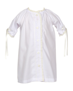 White Daygown with lace trim on a white background