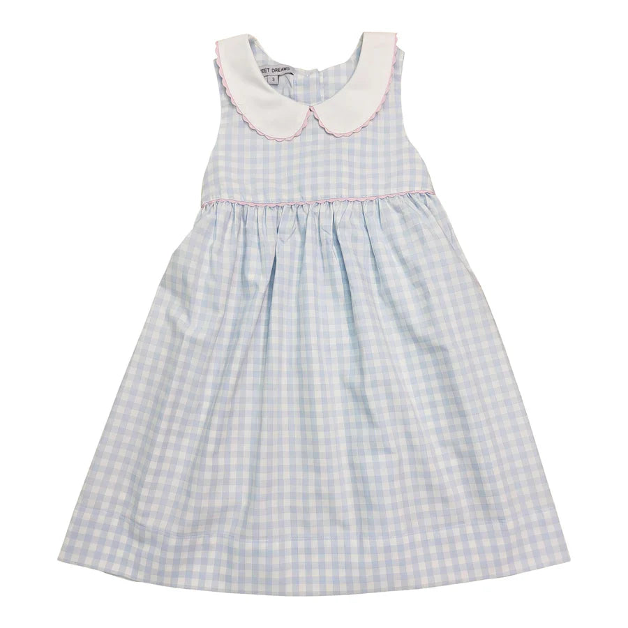Blue Gingham w/ Pink Ric Rac Dress