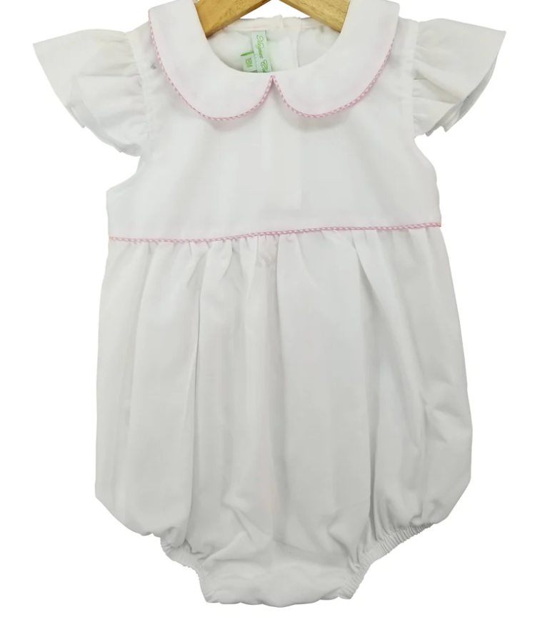 White Bubble w/Pink Gingham Trim