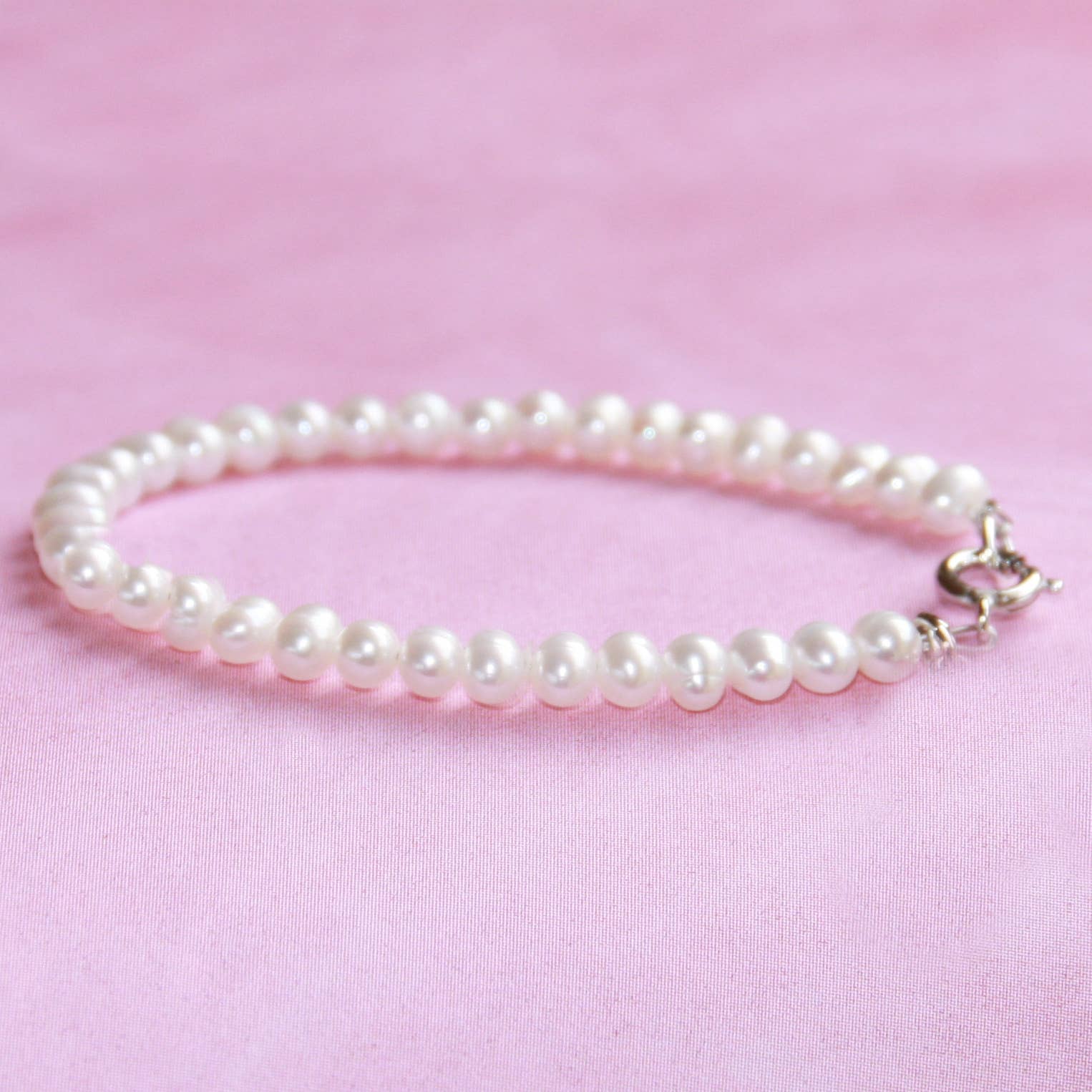 Classic Pearls Sterling Clasp Infant Bracelet