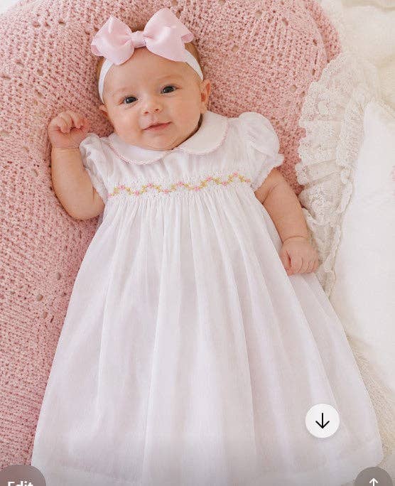Pink on White Batiste Girl Daygown