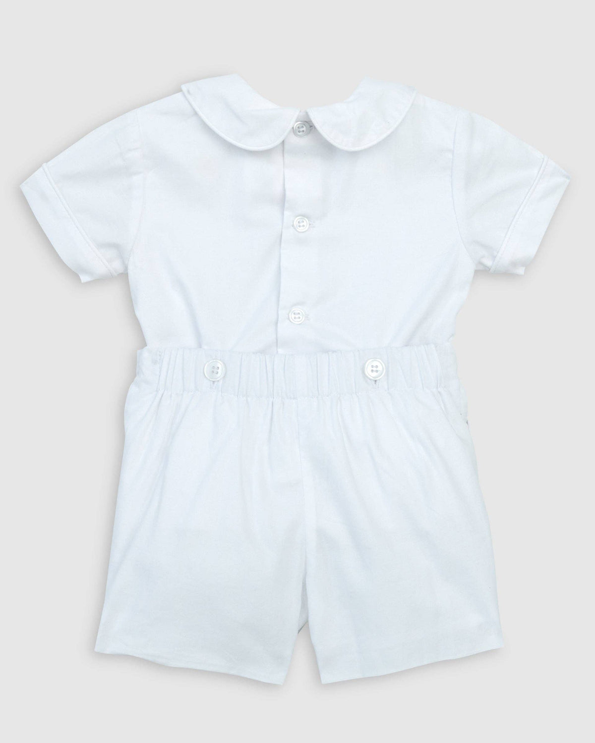 Boys White Heirloom Button-on Shorts Set