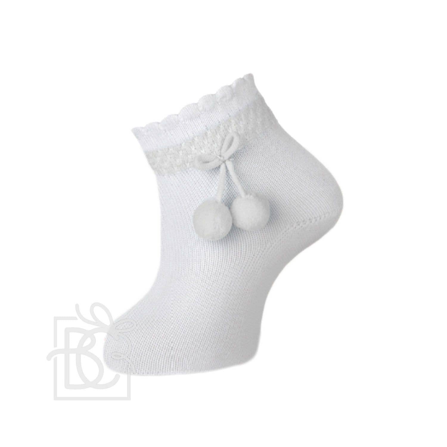 Scottish Yarn Contrasted Pompom Socks