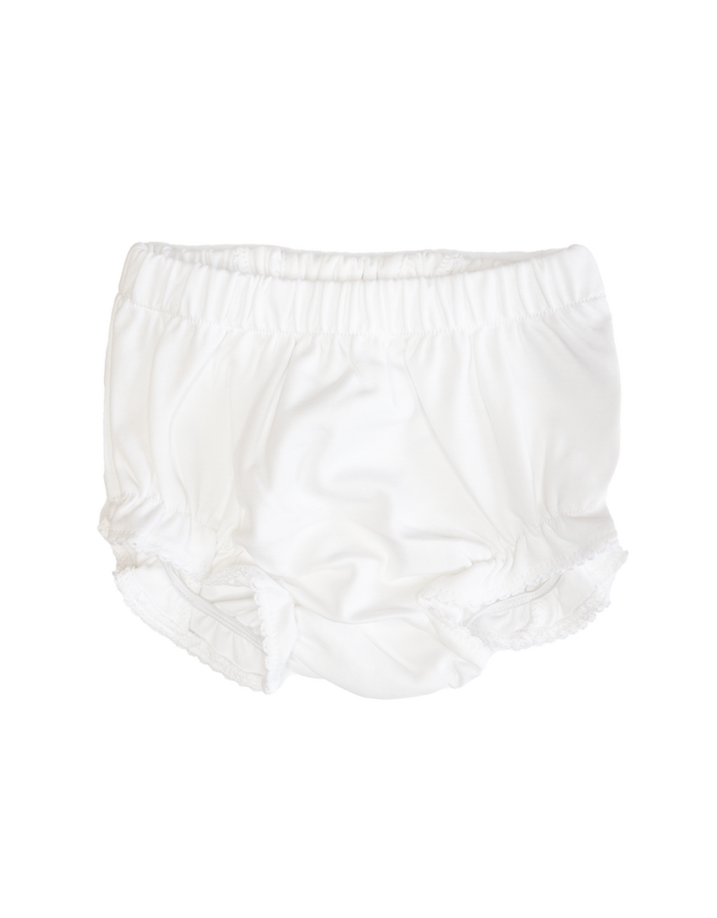 White Pima Diaper Cover with Picot White Trim