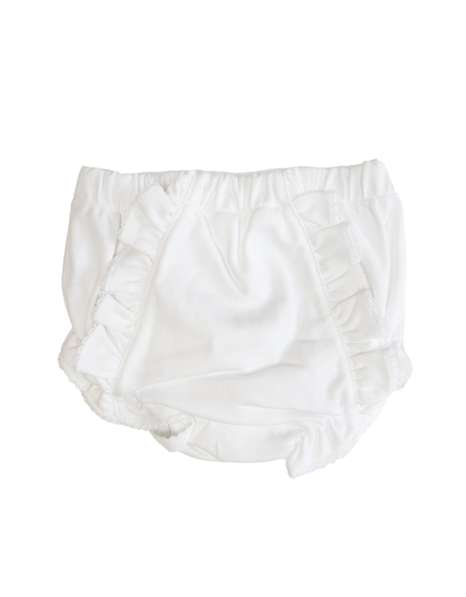 White Pima Diaper Cover with Picot White Trim