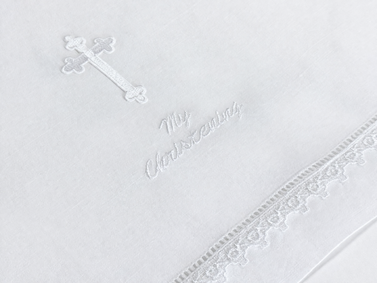 "My Christening" Towel W/ Lace