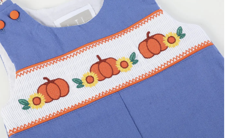 Blue Pumpkin Sunflower Smocked Overalls