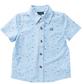 Boys' Short Sleeve Button Down Shirt — Windsurfer Boats in the Bay Print