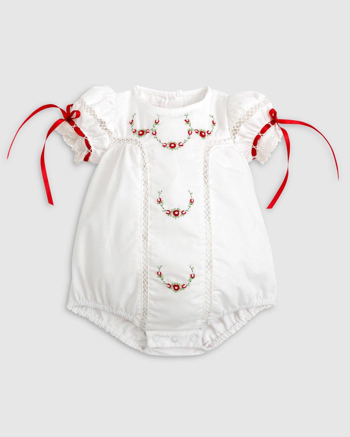Gilded Noel Holiday Christmas Hand Embroidered White Heirloom Bubble