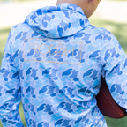 Kid's Pro Performance Hoodie T-shirt – Blue Camo Logo Print