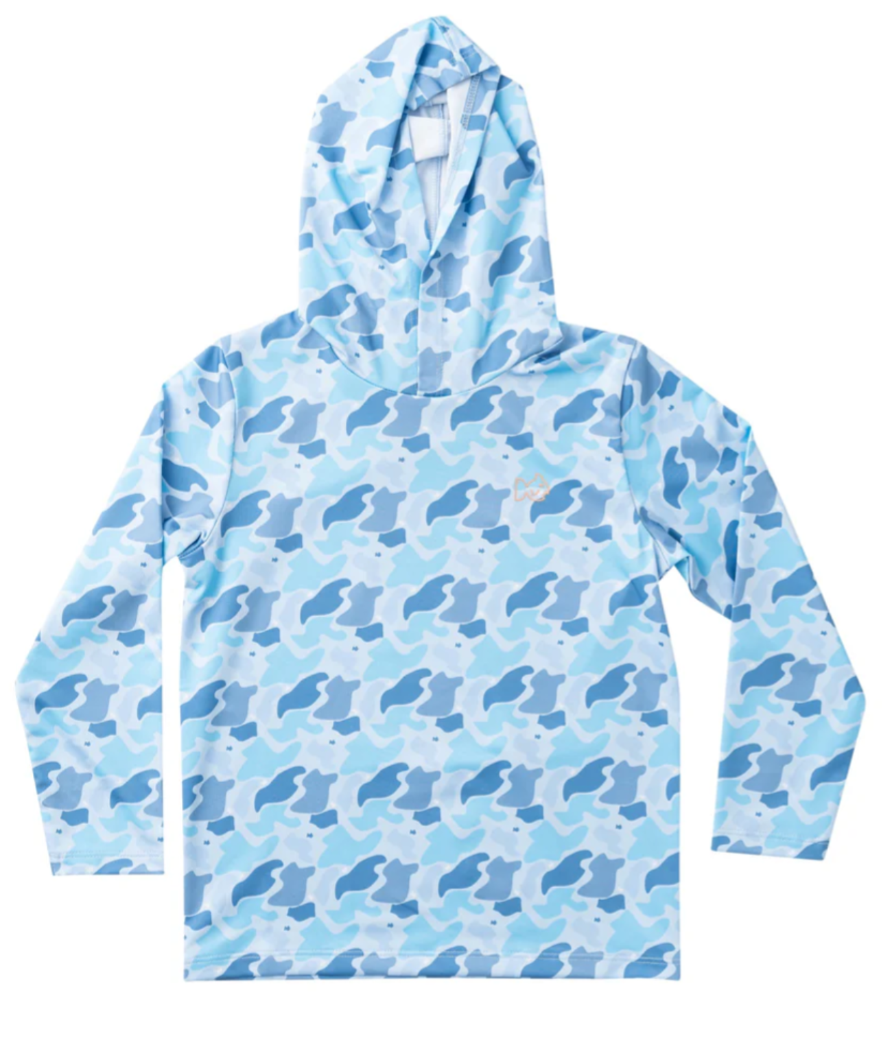 Kid's Pro Performance Hoodie T-shirt – Blue Camo Logo Print