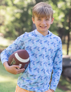 Kid's Pro Performance Hoodie T-shirt – Blue Camo Logo Print