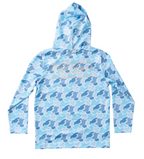 Kid's Pro Performance Hoodie T-shirt – Blue Camo Logo Print