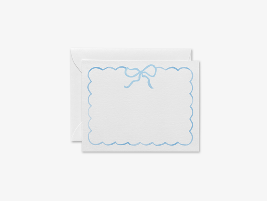 Light Blue Bow Flat Notecards [Sets of 8]