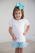 Girls short Sleeve Peter Pan Collar Shirt - White