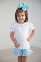 Girls short Sleeve Peter Pan Collar Shirt - White