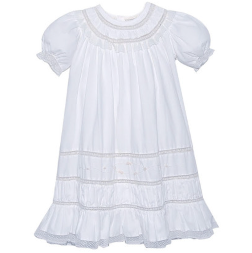 Dylan Dress- Vintage White w/ Ecru Lace