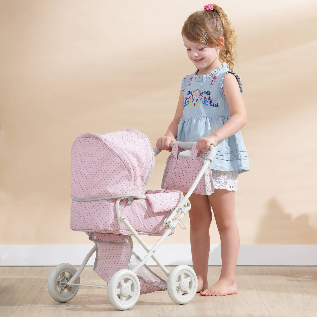 Polka Dots Princess Baby Doll Big Stroller