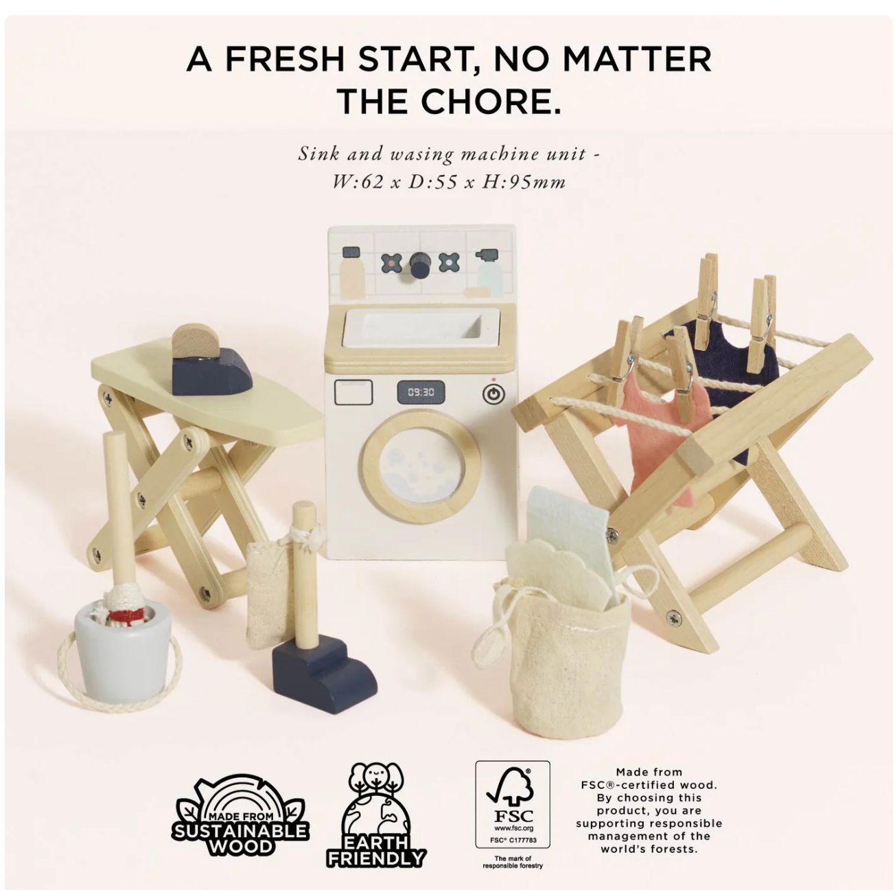 Wooden Doll House Laundry Room