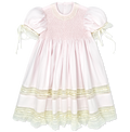 Margaret Bishop Dress- Spring Pink w/Ecru smocking