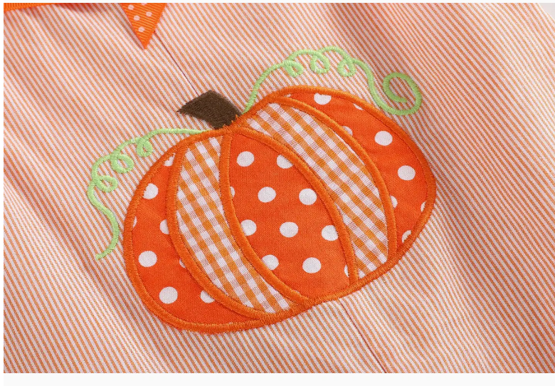 Orange Pinstripe Pumpkin & Bows Playsuit
