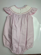Pink Smocked Tiny Stripe Angel Wing Bishop Bubble