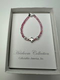 Baby Bracelet- Rose Beads with Silver Cross