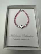 Baby Bracelet- Rose Beads with Silver Cross