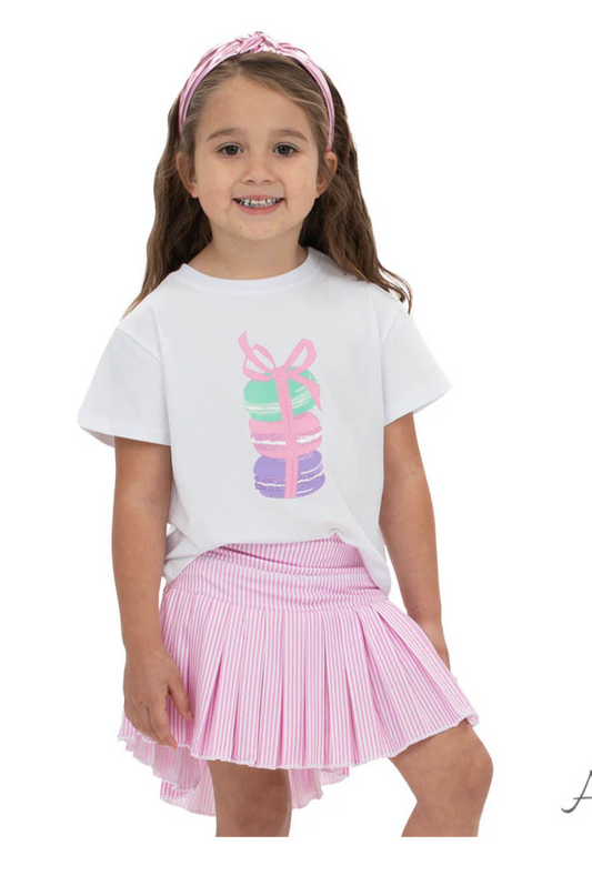 Pink Striped Mini Pleat Skort