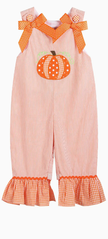 Orange Pinstripe Pumpkin & Bows Playsuit