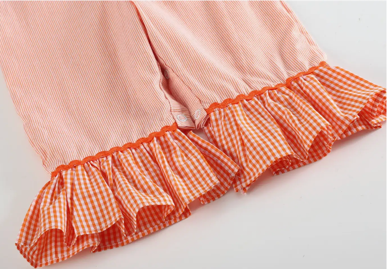 Orange Pinstripe Pumpkin & Bows Playsuit