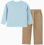 Blue Pumpkin Shirt & Brown Pants Set