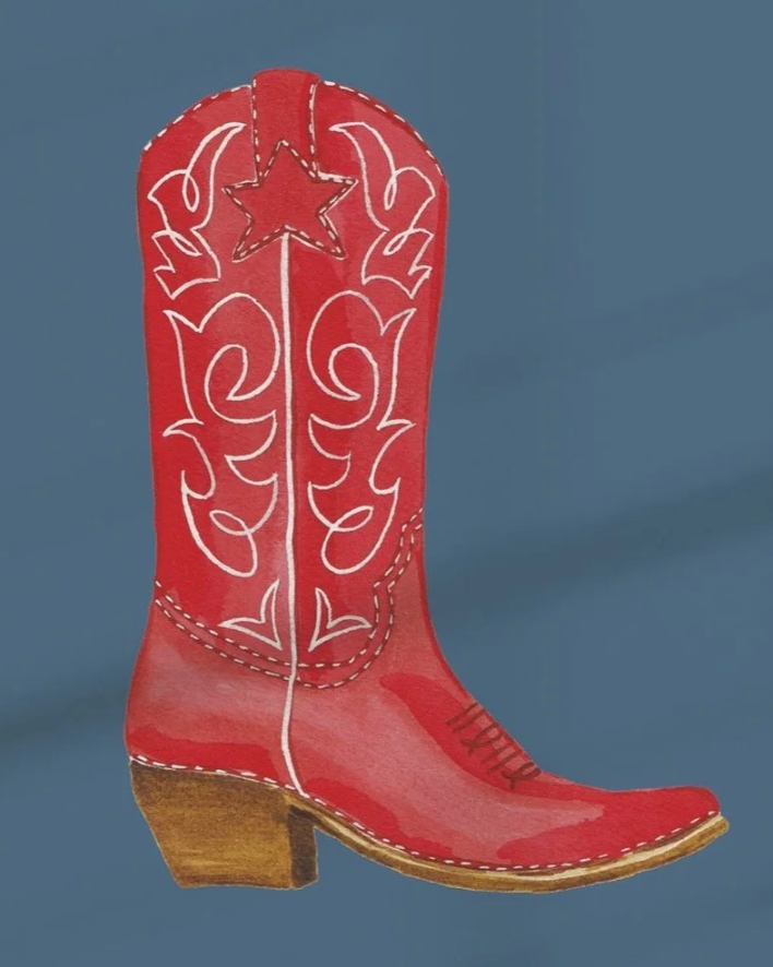 Red Boot Colorful Art Print 5x7
