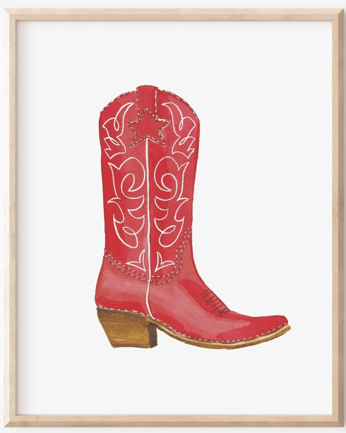 Cowboy Boot Art Print 8x10