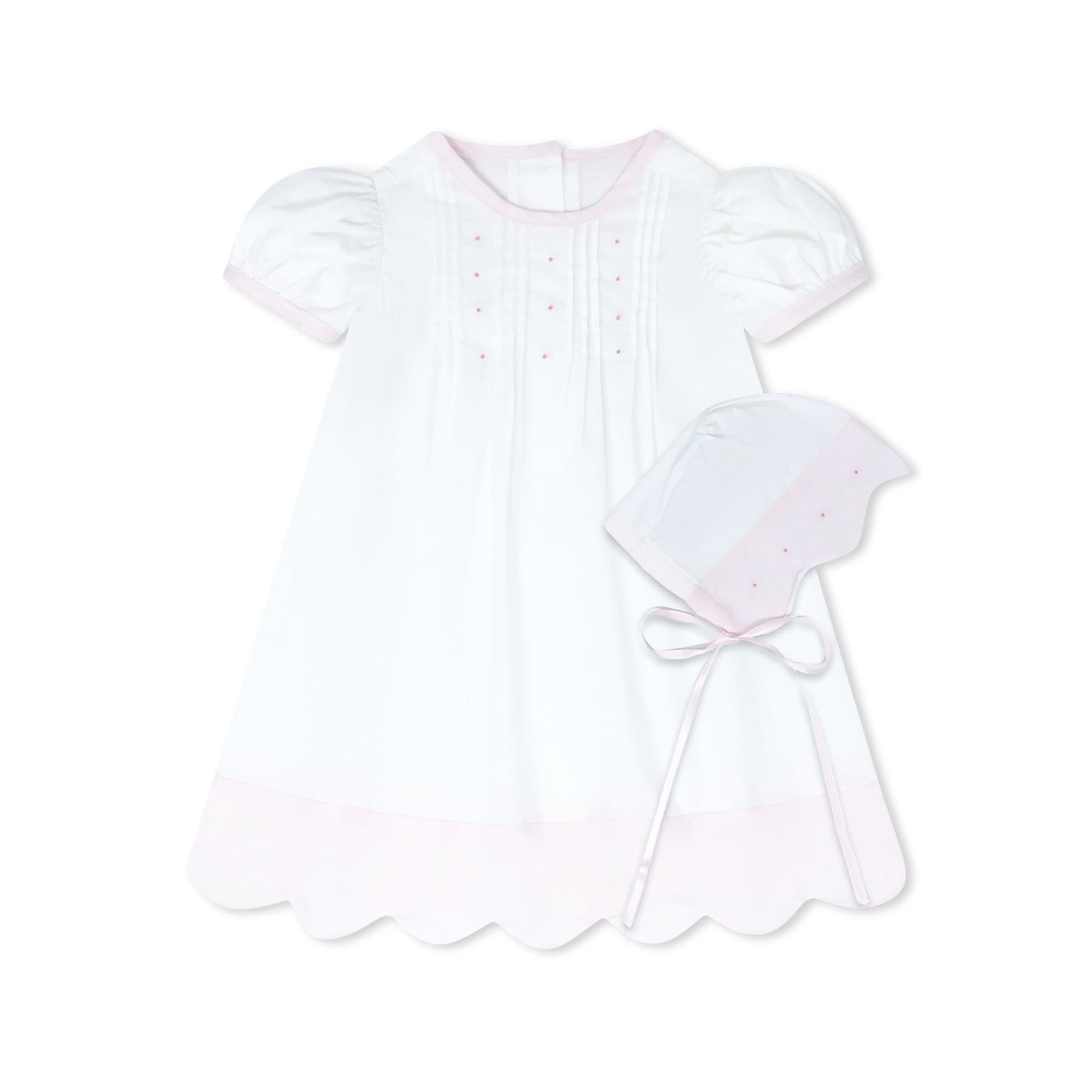Daygown w/Pink Scallop and bonnet