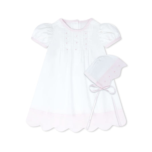 Daygown w/Pink Scallop and bonnet