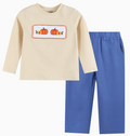 Blue Pumpkin Sunflower Smocked Shirt & Pants Set