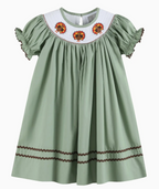 Sage Green Turkey Smocked Smocked Bishop Dress